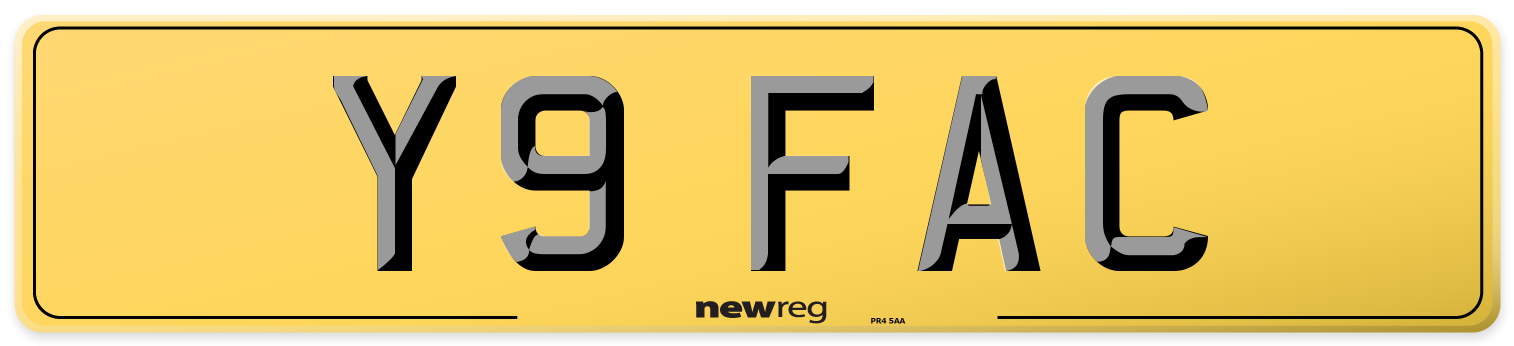 Y9 FAC Rear Number Plate