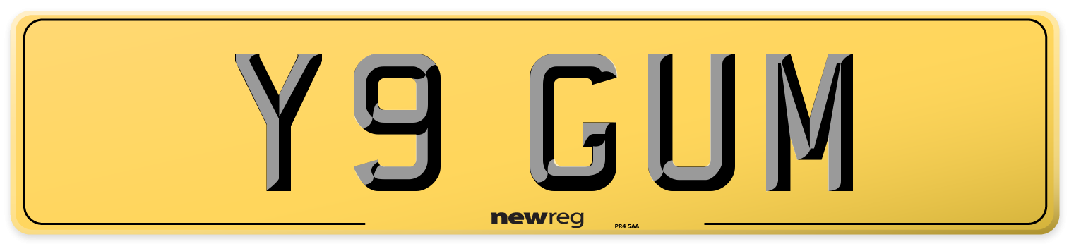 Y9 GUM Rear Number Plate