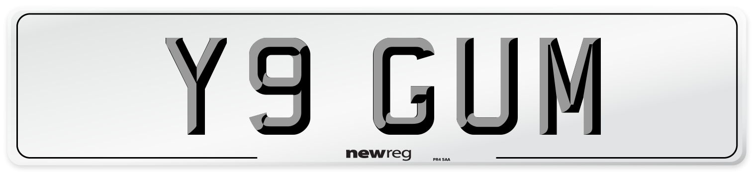 Y9 GUM Front Number Plate