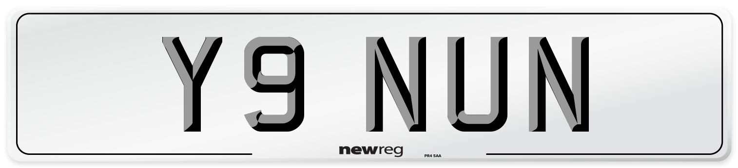 Y9 NUN Front Number Plate