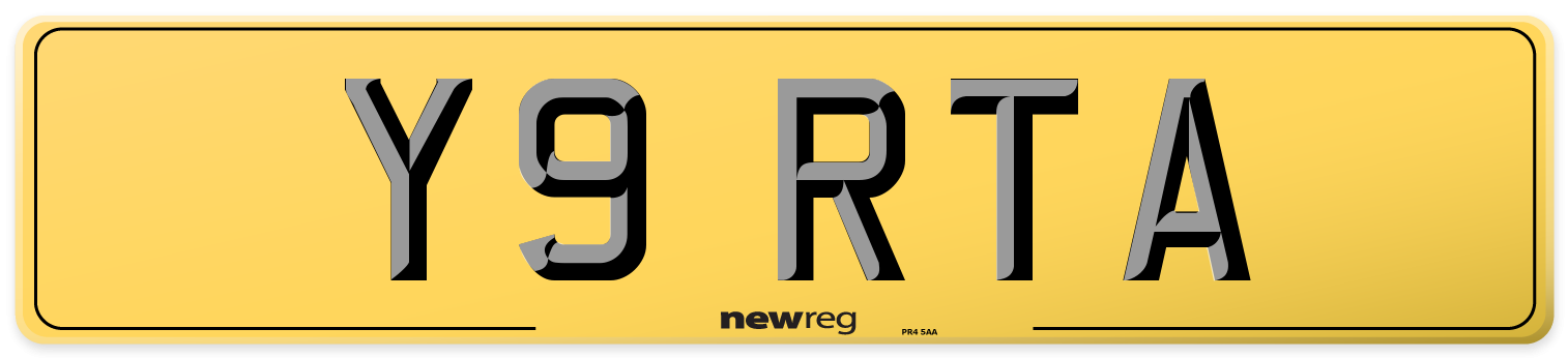 Y9 RTA Rear Number Plate