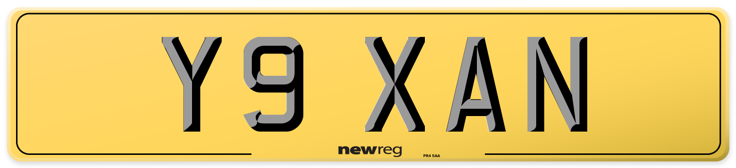 Y9 XAN Rear Number Plate