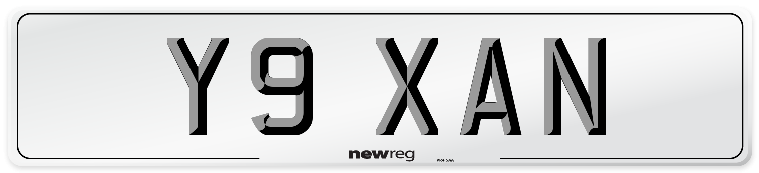 Y9 XAN Front Number Plate