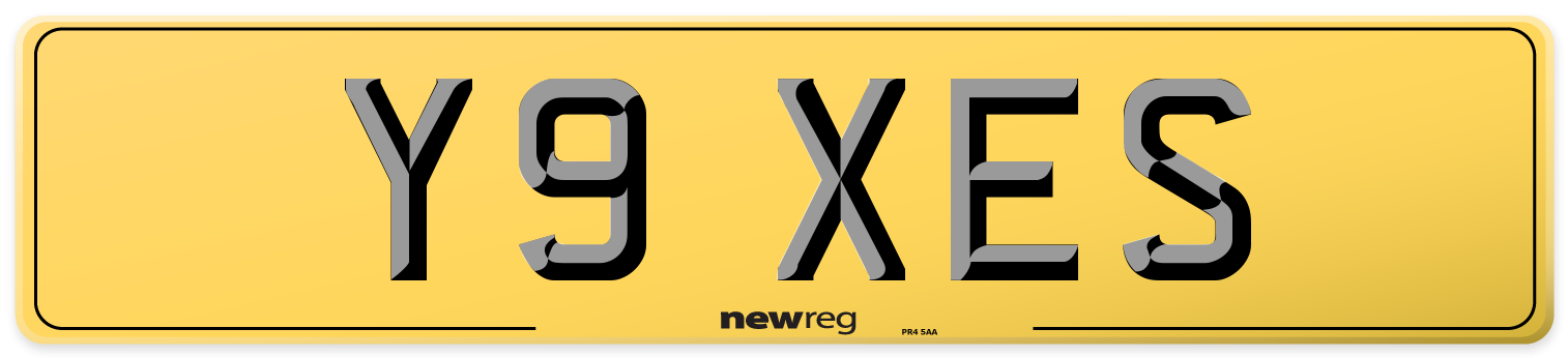 Y9 XES Rear Number Plate