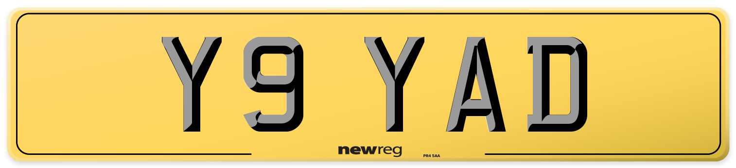 Y9 YAD Rear Number Plate
