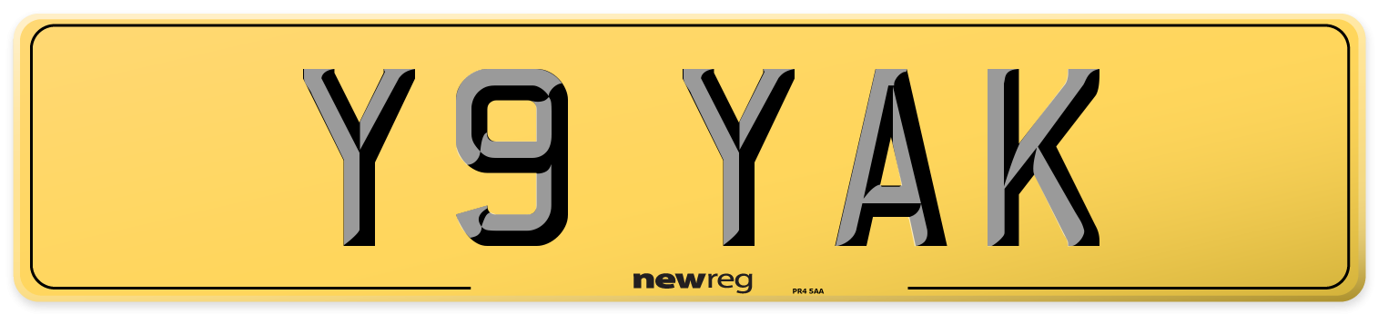 Y9 YAK Rear Number Plate