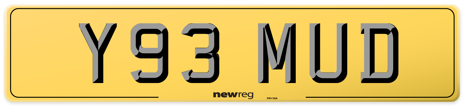 Y93 MUD Rear Number Plate