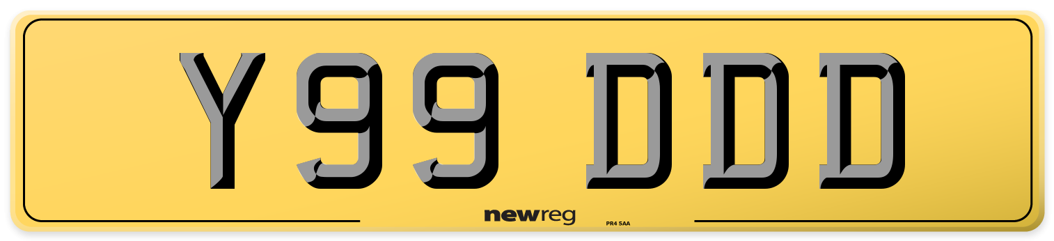 Y99 DDD Rear Number Plate