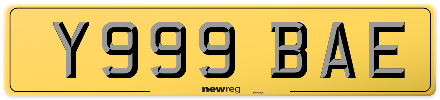 Y999 BAE Rear Number Plate