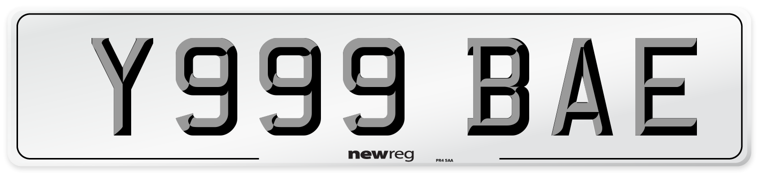 Y999 BAE Front Number Plate