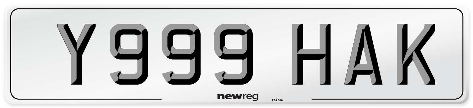 Y999 HAK Front Number Plate