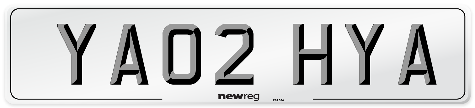 YA02 HYA Front Number Plate