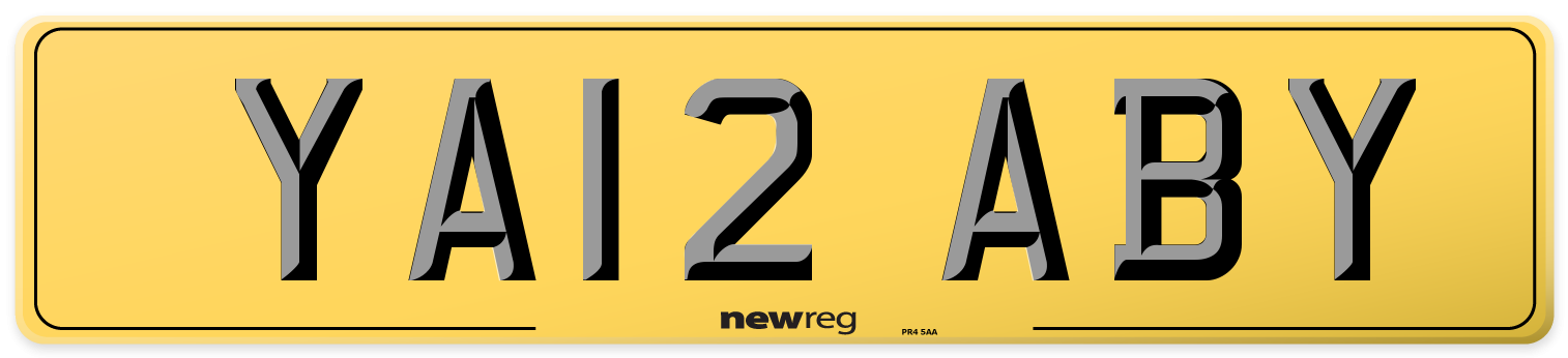YA12 ABY Rear Number Plate