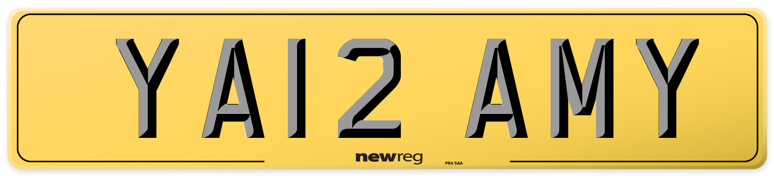 YA12 AMY Rear Number Plate