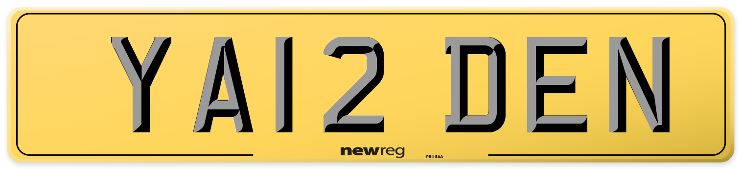 YA12 DEN Rear Number Plate