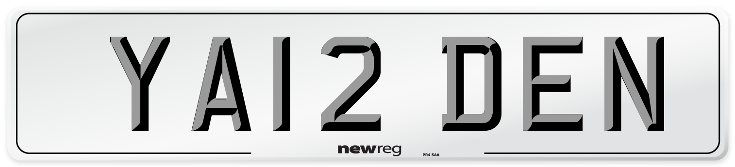 YA12 DEN Front Number Plate