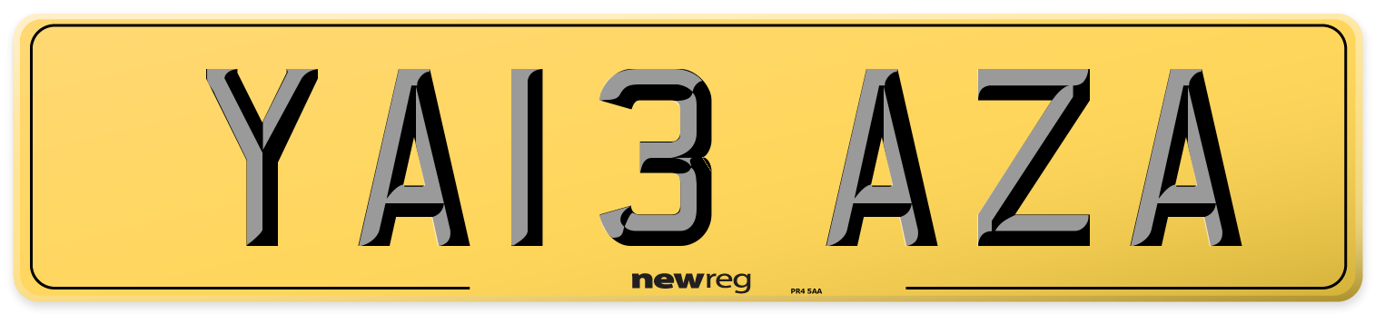YA13 AZA Rear Number Plate