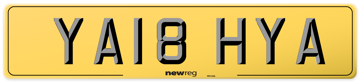 YA18 HYA Rear Number Plate
