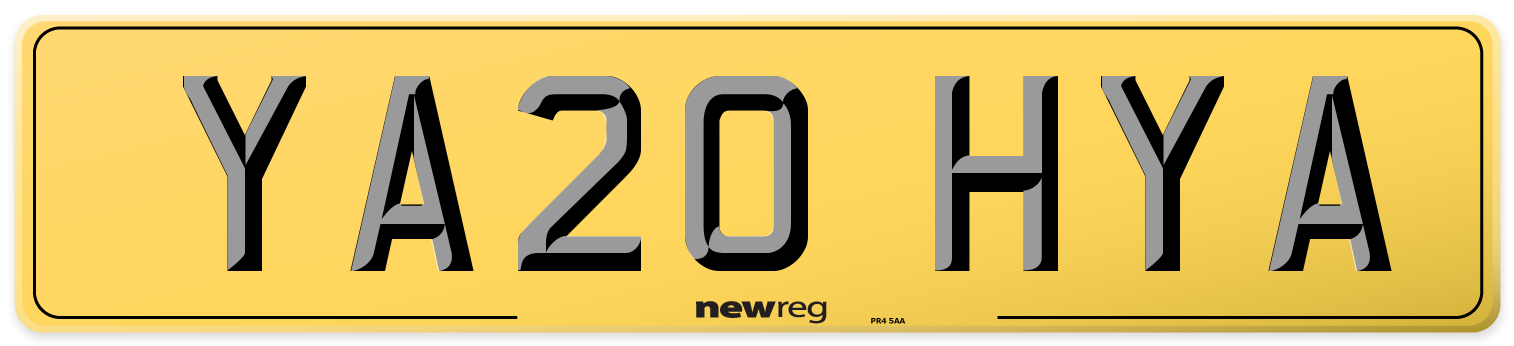 YA20 HYA Rear Number Plate