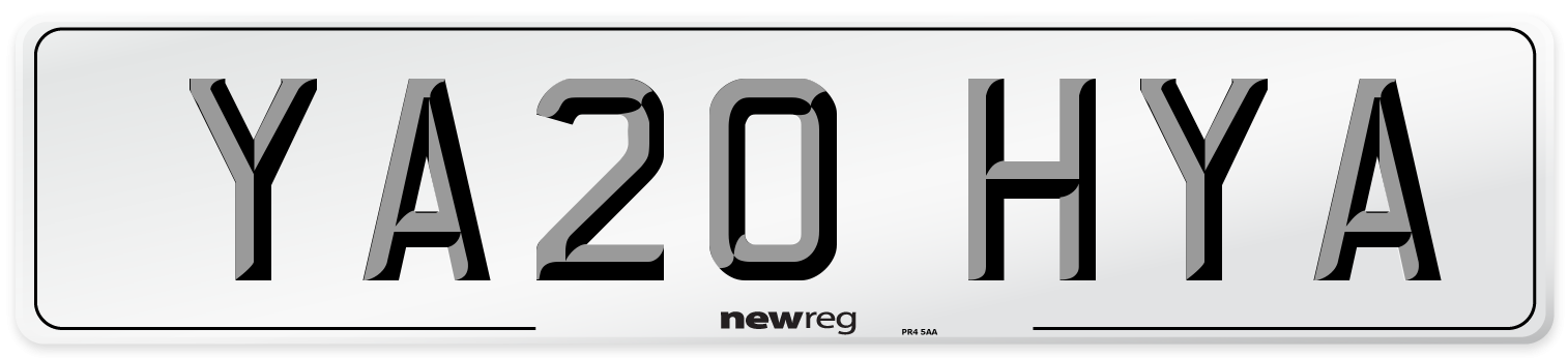 YA20 HYA Front Number Plate
