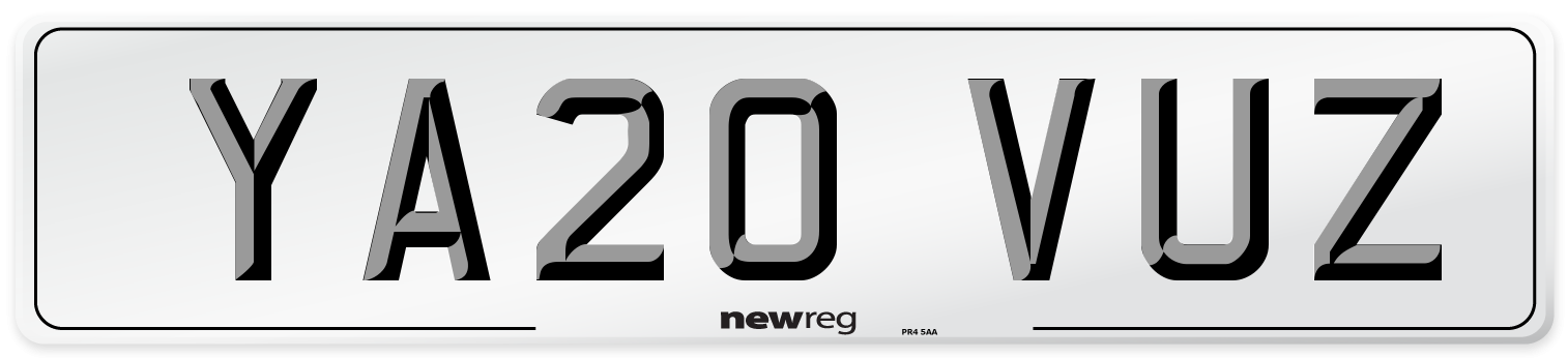 YA20 VUZ Front Number Plate