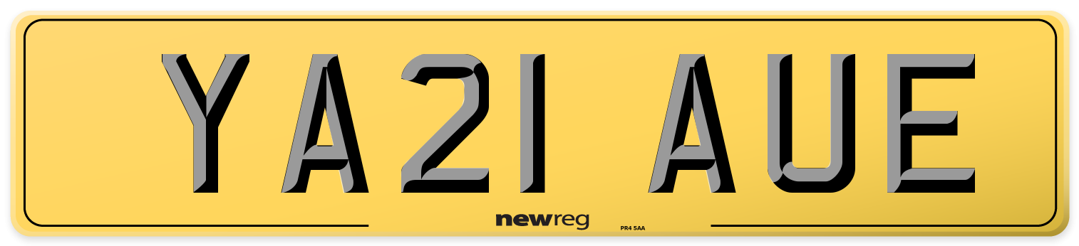 YA21 AUE Rear Number Plate