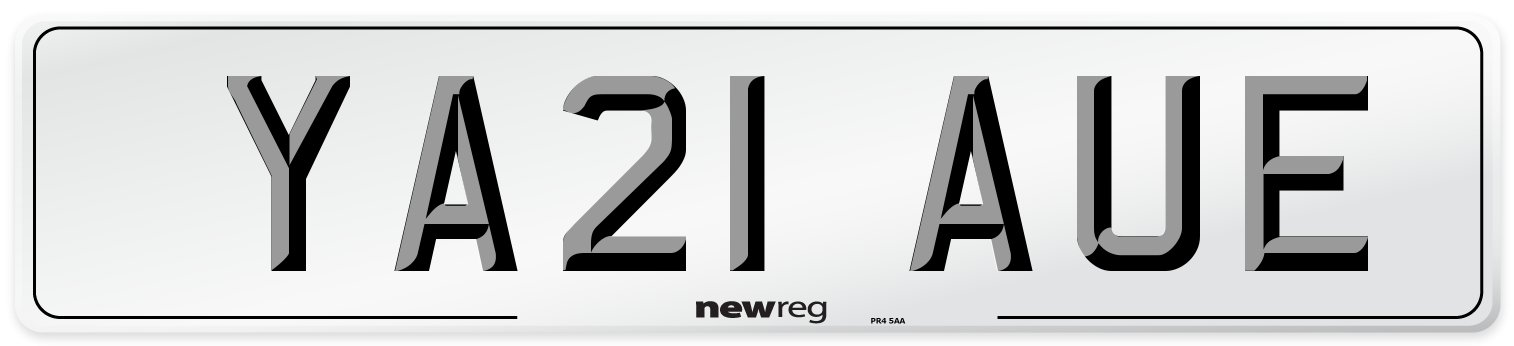 YA21 AUE Front Number Plate