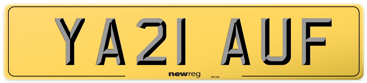 YA21 AUF Rear Number Plate