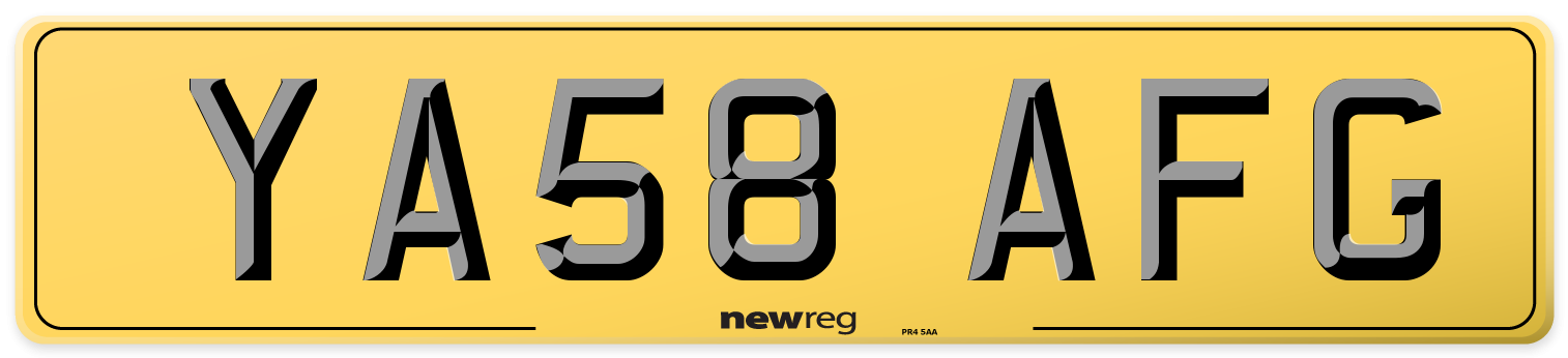 YA58 AFG Rear Number Plate