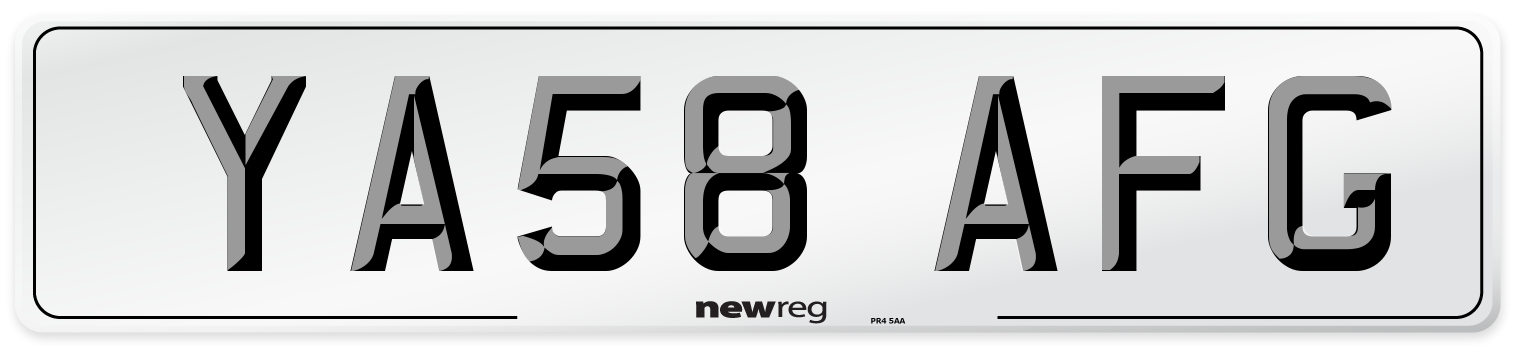 YA58 AFG Front Number Plate