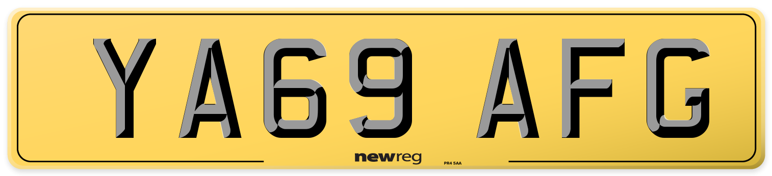YA69 AFG Rear Number Plate