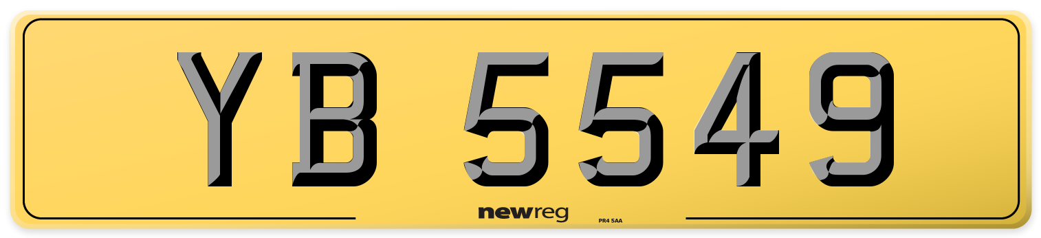 YB 5549 Rear Number Plate