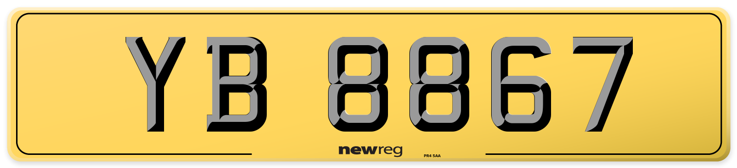 YB 8867 Rear Number Plate