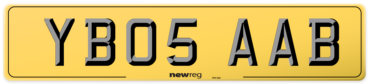 YB05 AAB Rear Number Plate