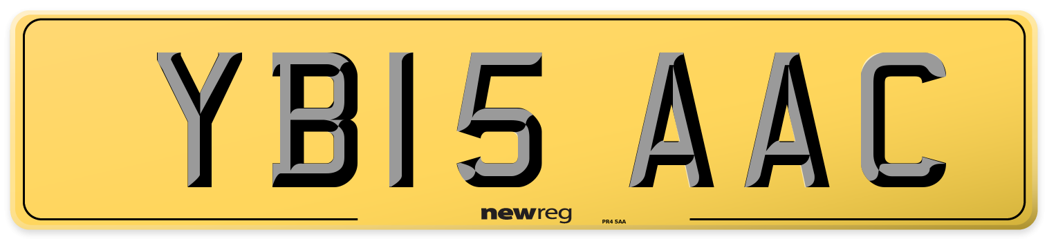 YB15 AAC Rear Number Plate