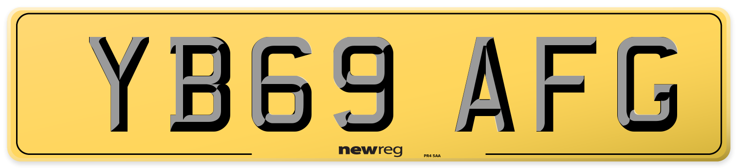 YB69 AFG Rear Number Plate