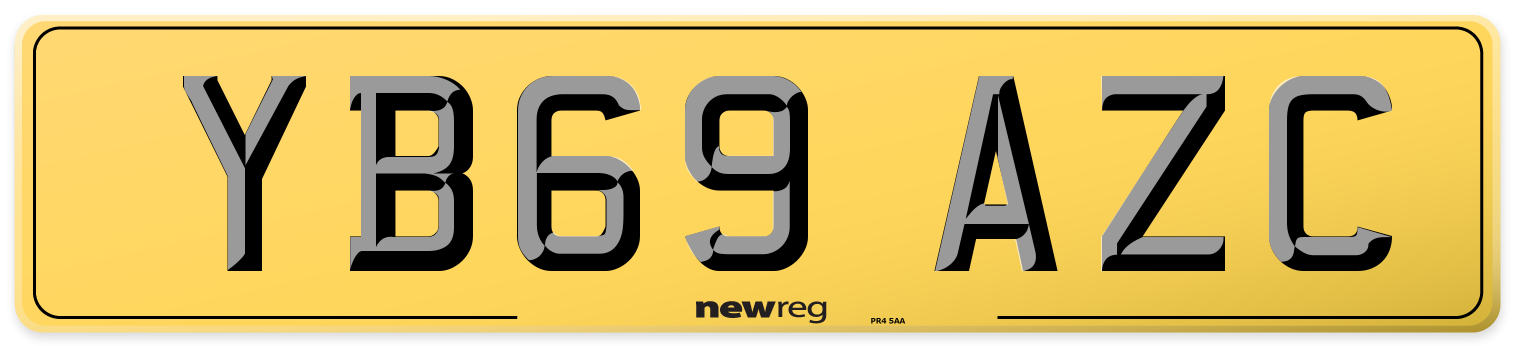 YB69 AZC Rear Number Plate