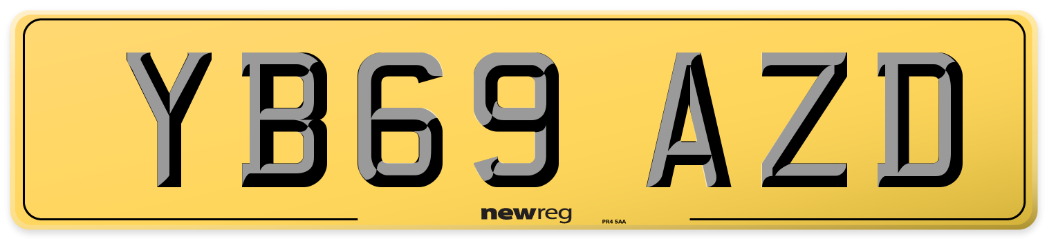 YB69 AZD Rear Number Plate
