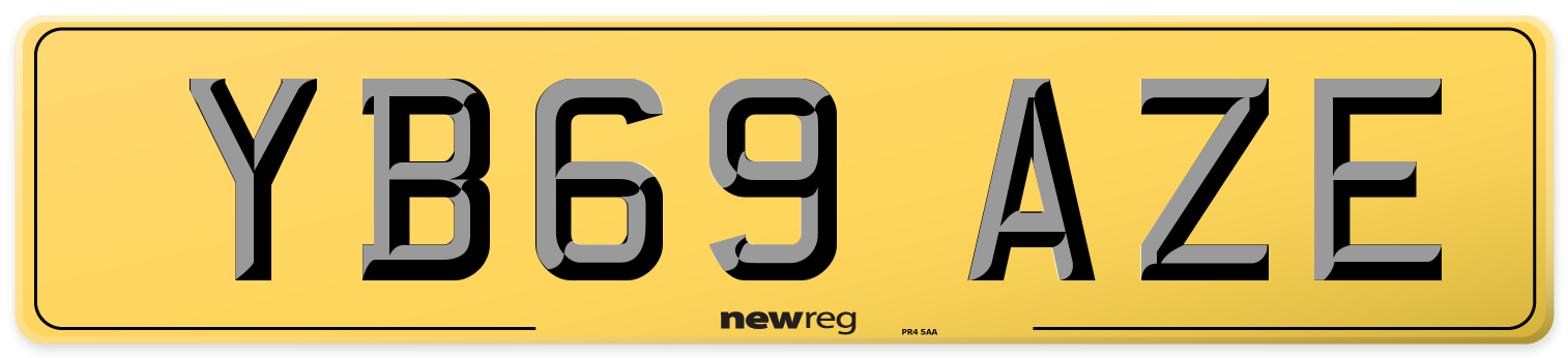 YB69 AZE Rear Number Plate