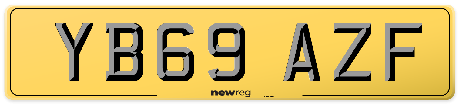 YB69 AZF Rear Number Plate