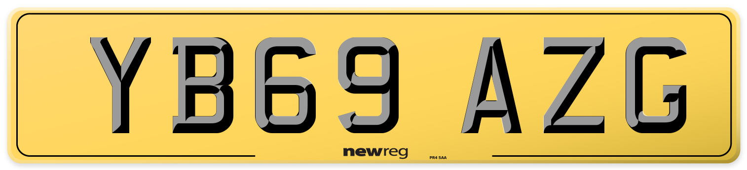 YB69 AZG Rear Number Plate