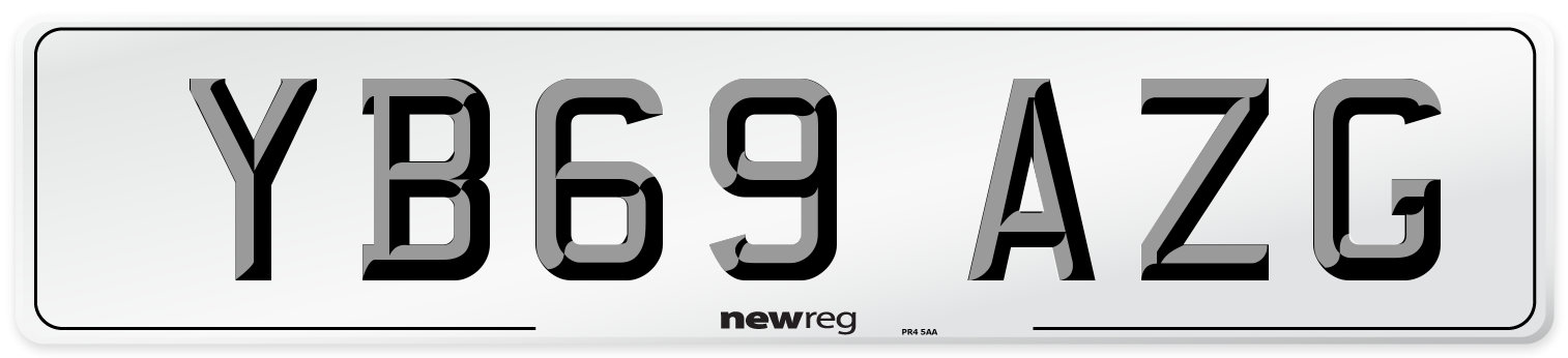 YB69 AZG Front Number Plate