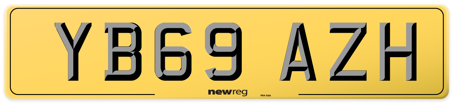 YB69 AZH Rear Number Plate