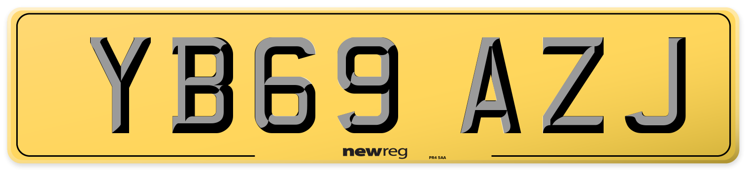 YB69 AZJ Rear Number Plate