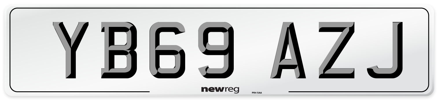 YB69 AZJ Front Number Plate