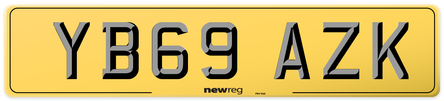YB69 AZK Rear Number Plate