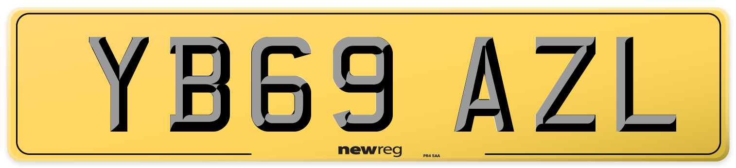 YB69 AZL Rear Number Plate