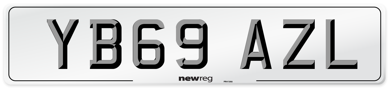 YB69 AZL Front Number Plate