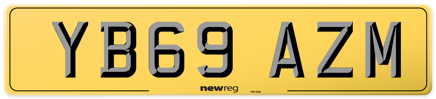 YB69 AZM Rear Number Plate