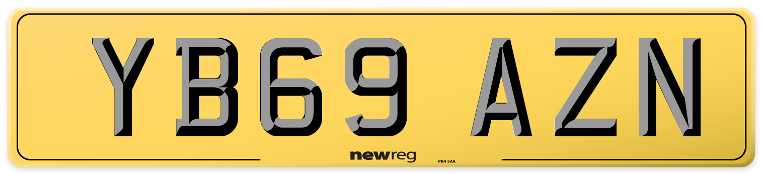 YB69 AZN Rear Number Plate